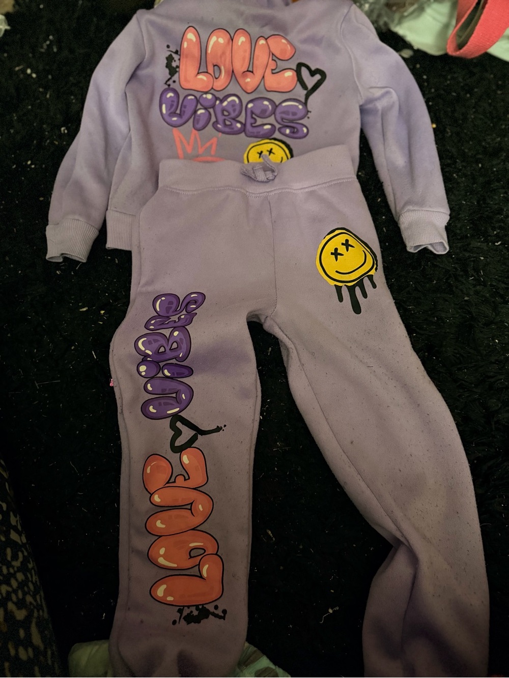 Lavender 'Love Vibes' Graphic Sweatshirt & Joggers Set